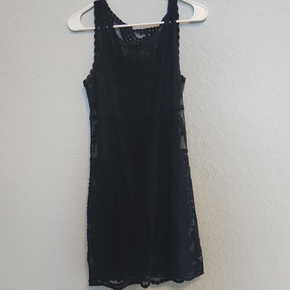 Express Elegant Black Lace Mini Dress